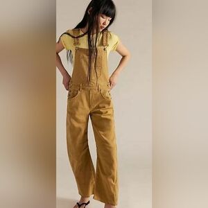 We The Free Good Luck Khaki Barrel Overalls, NWOT, SMALL ...Free People
